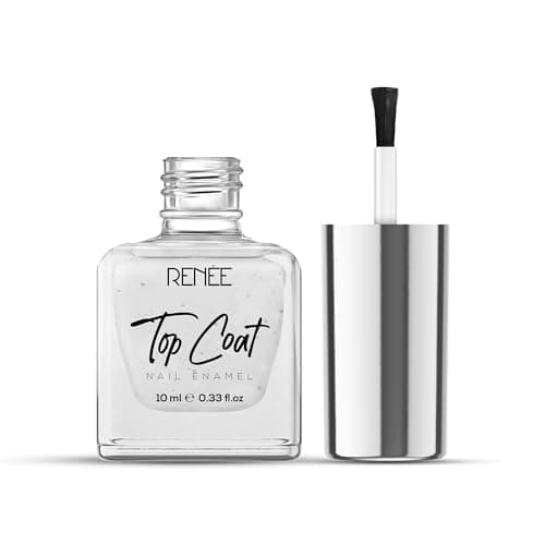 RENEE Top Coat Glossy Finish Nail Enamel, Quick Drying, Long Lasting, Chip Resisting Formula With High Shine & Full Coverage, One Stroke Application, Translucent Layer, 10 Ml