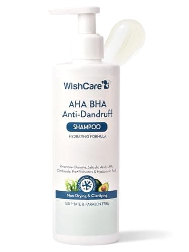 WishCare Hydrating Anti Dandruff Shampoo | 100% Dandruff Reduction | Removes Flakes & Hydrates Scalp | Proven Clinically | Piroctone Olamine, Salicylic Acid, AHA & BHA | Paraben & Sulphate Free | For Women And Men | 250ml