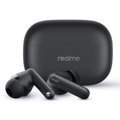 realme Buds T310 True Wireless in-Ear Earbuds with 46dB Hybrid ANC, 360° Spatial Audio, 12.4mm Dynamic Bass Driver, Upto 40Hrs Battery and Fast Charging (Vibrant Black)