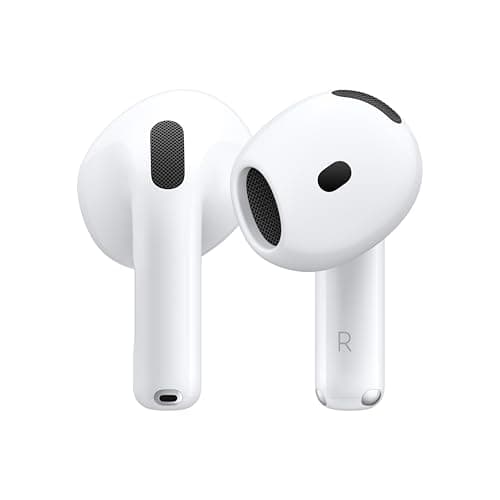 Apple AirPods 4 Wireless Earbuds, Bluetooth Headphones, Personalised Spatial Audio, Sweat and Water Resistant, USB-C Charging Case, H2 Chip, Up to 30 Hours of Battery Life, Effortless Setup for iPhone