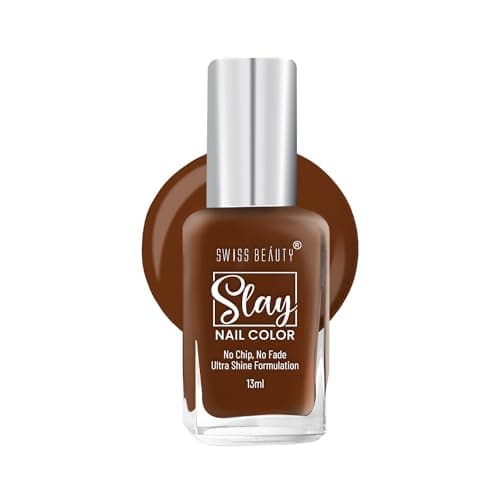 Swiss Beauty Slay Nail Color | Glossy Finish, Long Lasting Nail Paint| Chip resistant, Quick drying Nail Polish | Shade- Coffee Break, 13ml
