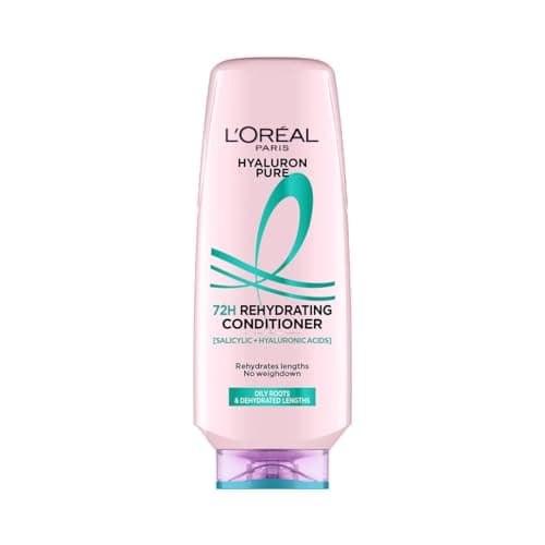 L'OREAL PARIS Unscented Hyaluron Pure 72H Rehydrating Conditioner for All Hair Types For Smooth Tangle-Free Hair, 340 Millilitres