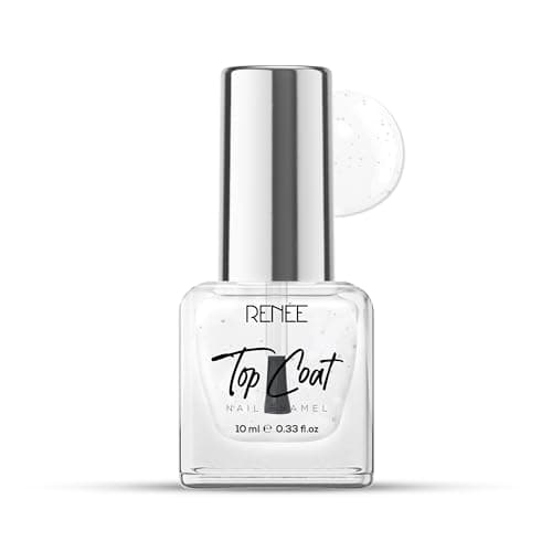 RENEE Top Coat Glossy Finish Nail Enamel, Quick Drying, Long Lasting, Chip Resisting Formula With High Shine & Full Coverage, One Stroke Application, Translucent Layer, 10 Ml