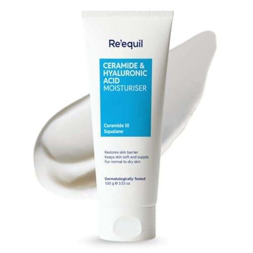 RE' EQUIL Ceramide & Hyaluronic Acid Moisturiser | Moisturizer For Face | Barrier Repair Cream | Long Lasting Hydration | Suitable For Normal To Dry Skin | 100G