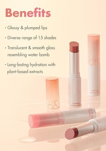 Rom&nd Glasting Melting Balm 3.5g, Glossy, Plumping Lips, Moisture, Translucent, Water Bomb, High Pigmented, Vegan