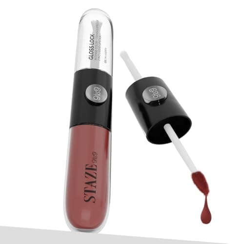 Staze 9to9 Gloss Lock 2-In-1 Liquid Lipstick | Lip Gloss For Long-Lasting Fuller & Plump Lips | Transfer-Proof&12h Long Stay With Intense Color Payoff | Lightweight & Comfortable | 05 I'm Happy | 7g