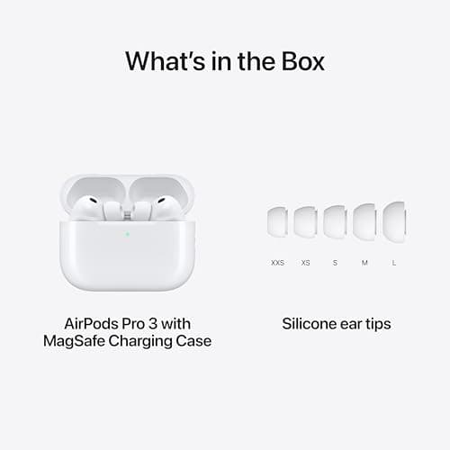 Apple AirPods Pro 3 Wireless Earbuds, Active Noise Cancellation, Live Translation, Heart Rate Sensing, Bluetooth Headphones, Spatial Audio, High-Fidelity Sound, USB-C Charging