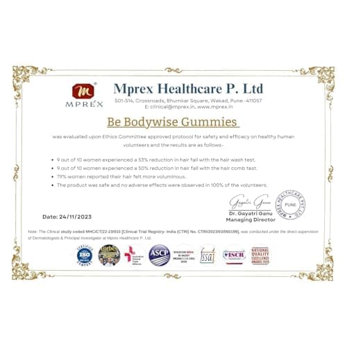 Be Bodywise Biotin Hair Gummies for Stronger, Shinier Hair & Nails | 60 Days Pack | With Biotin, Zinc, Folic Acid, Fibre & Multivitamin | Strawberry Flavour | No Added Sugar & Gut Friendly