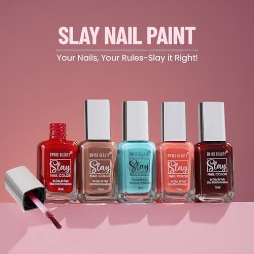 Swiss Beauty Slay Nail Color | Glossy Finish, Long Lasting Nail Paint| Chip resistant, Quick drying Nail Polish | Shade- Coffee Break, 13ml