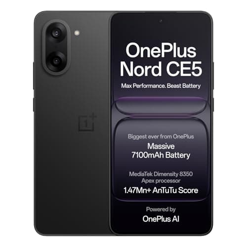 OnePlus Nord CE5 | MediaTek Dimensity | Massive 7100mAh Battery | Powered by OnePlus AI | 256GB 8GB | Black Infinity