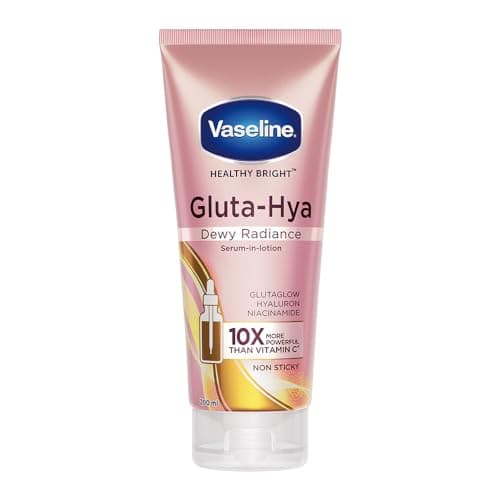 Vaseline Gluta-Hya Dewy Radiance Lotion for Face & Body | Gives Brighter Skin | Glutathione & Niacinamide Infused Moisturizer, 200ml