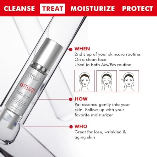 Conscious Chemist 6 Peptide Serum for Face | 50ml | Complex Collagen Boosting Firming Essence for Face, Niacinamide & Hyaluronic Face Serum, Reduce Fine Lines, Wrinkles, Face Serum for Men & Women