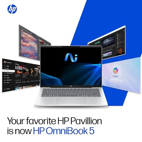 HP Omnibook 5 OLED (Previously Pavilion), Snapdragon X Processor (16GB LPDDR5x,1TB SSD) 2K OLED,16''/40.6cm, Win11, M365*Office24, Glacier Silver, 1.59kg, fb0001QU, Backlit, Next-Gen AI Laptop