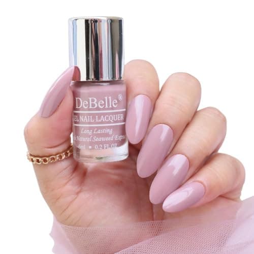 DeBelle Gel Nail Polish Blissful Elizabeth(Light Pink Mauve Nail Paint)|Non UV - Gel Finish |Chip Resistant | Seaweed Enriched Formula| Long Lasting|Cruelty and Toxic Free| 6ml