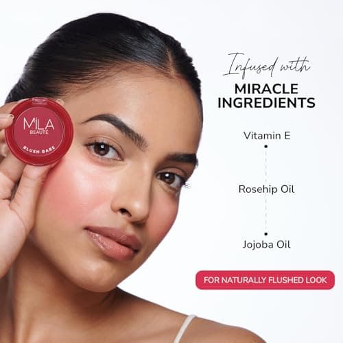 MILA BEAUTÉ Blush Babe Powder Blush | Matte Finish Long-Lasting Pigment | Easy to Blend | Non-Drying With Rosehip Oil, Jojoba Oil and Vitamin E | Shade - (Candy Pink 5g)
