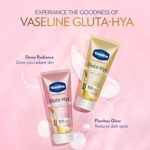 Vaseline Gluta-Hya Dewy Radiance Lotion for Face & Body | Gives Brighter Skin | Glutathione & Niacinamide Infused Moisturizer, 200ml