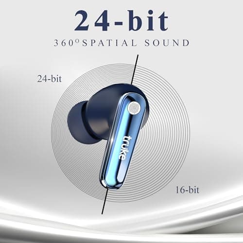 truke New Launch Mega 10 True Wireless in Ear Earbuds W/ 24-Bit Lossless Spatial Audio, 70H Battery Fast Charge Buds, Dual Pairing, 13mm Drivers TWS, Low Latency(40ms), Matte Finish, ENC (Royal Blue)