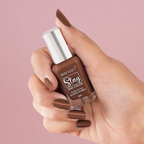 Swiss Beauty Slay Nail Color | Glossy Finish, Long Lasting Nail Paint| Chip resistant, Quick drying Nail Polish | Shade- Coffee Break, 13ml