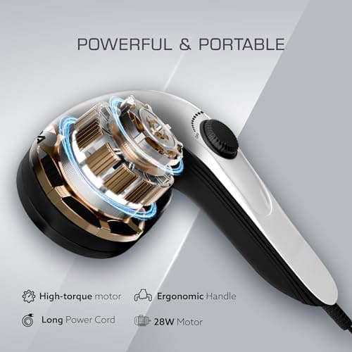 AGARO Atom Plus Electric Handheld Full Body Massager, 4 Massage Heads, Mesh Cover, Variable Speed Settings for Muscle Relief and Relaxation, Back, Leg & Foot