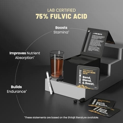 Anecdote Pure Himalayan Shilajit Resin Cards 500mg | Boosts Stamina | Increases Productivity | 75% Fulvic Acid, 85+ Trace Minerals | No Added Sugar | Pack of 30