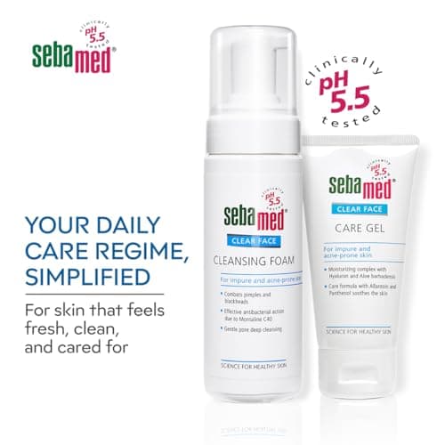 Sebamed Clear Face Cleansing Foam for Acne prone Skin 150 ml I pH 5.5 I Gentle, Effective hydrating cleanser for pimples | Face wash |men & womenl Oil Free l Clinically proven l Toxin free