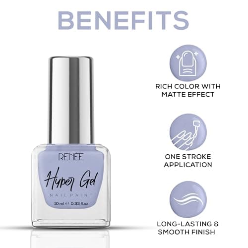 RENEE Hyper Gel Nail Paint - Baby Blue 10ml, Quick Drying, Glossy Finish, Long Lasting, Chip resisting Formula with High Shine Polish, Acetone & Paraben Free
