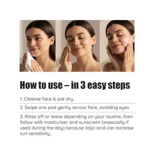 Turmeric & Kojic Acid Face Cleansing Pads for Dark Spots, Skin Brightening & Acne Removal | For Women & Men | All Skin Type | 50 Pads