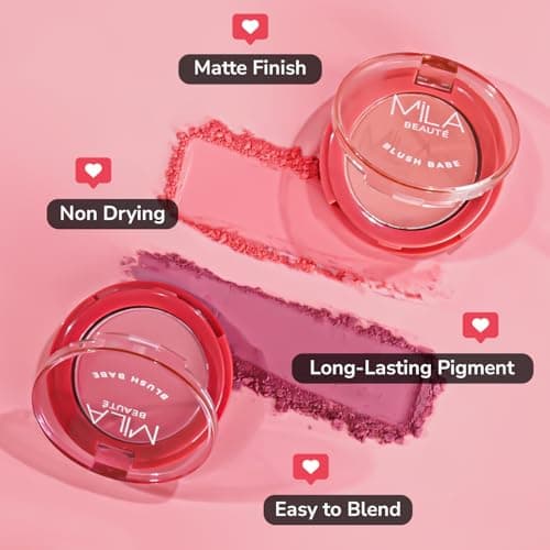 MILA BEAUTÉ Blush Babe Powder Blush | Matte Finish Long-Lasting Pigment | Easy to Blend | Non-Drying With Rosehip Oil, Jojoba Oil and Vitamin E | Shade - (Candy Pink 5g)
