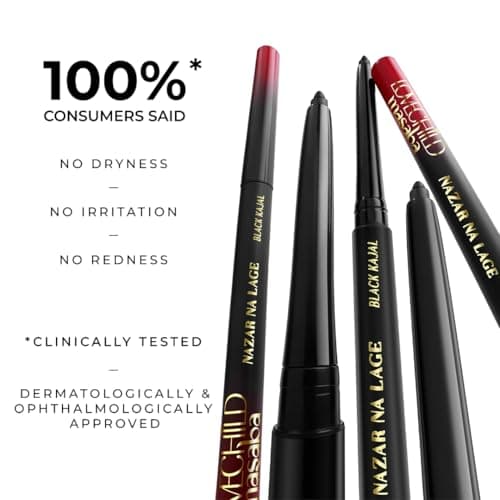 LoveChild Masaba Kajal Pencil Coal Black Matte - Smudge-proof & Waterproof, Long-lasting Deeply Pigmented Intense Black Kajal for Women, Makeup Essential (0.35g)