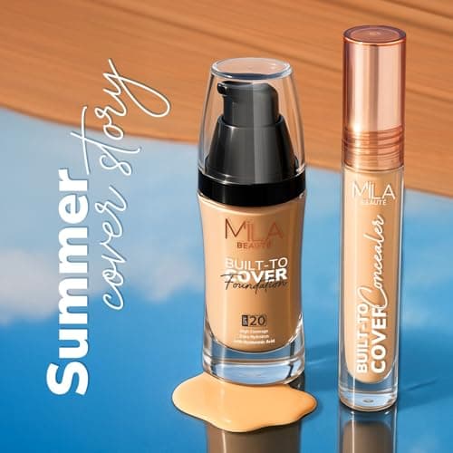 Mila Beauté Built to Cover Liquid Foundation I Medium to Buildable Coverage I Matte Finish I Lightweight I SPF 20 I Super Hydrating with Hyaluronic Acid (M-1-Beige, 30ml)