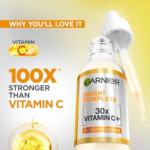 Garnier Vitamin C + Face Serum for Skin Brightening & Anti-Dark Spots|100X Stronger than Vit C |2% Niacinamide 0.5% Salicylic Acid/BHA |Suitable for Oily, Dry, Sensitive Skin |For Men & Women 30ml