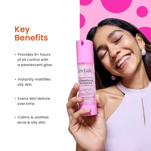 Foxtale Oil-Balancing Gel Moisturizer with Niacinamide, Azelaic Acid Pearls & Cica, 8hr Shine-Free Hydration, Lightweight, Sebum Control, For Oily & Acne-Prone Skin, 50 ml | For Men & Women