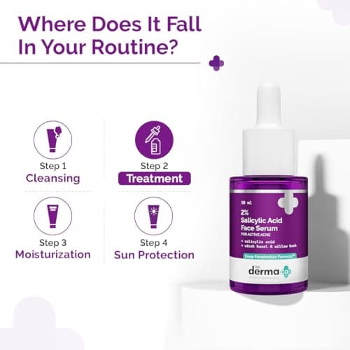 The Derma Co 2% Salicylic Acid Face Serum | Reduces acne & blackheads | Tightens pores | Exfoliates & soothes inflammation | 30 ml