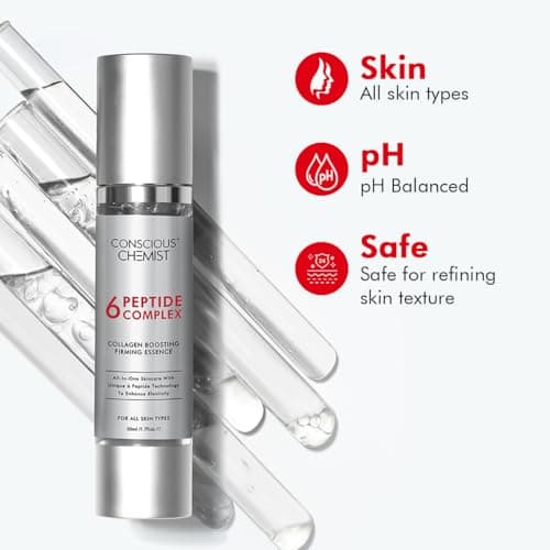 Conscious Chemist 6 Peptide Serum for Face | 50ml | Complex Collagen Boosting Firming Essence for Face, Niacinamide & Hyaluronic Face Serum, Reduce Fine Lines, Wrinkles, Face Serum for Men & Women
