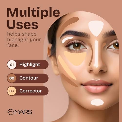 MARS SPF50 PA++++ Cancel Concealer with Radiant Natural Finish (6.0 ml) (06-HONEY GLOW) | Lightweight | Medium to High Coverage | Long-Lasting & Multi-Purpose | Crease Resistant