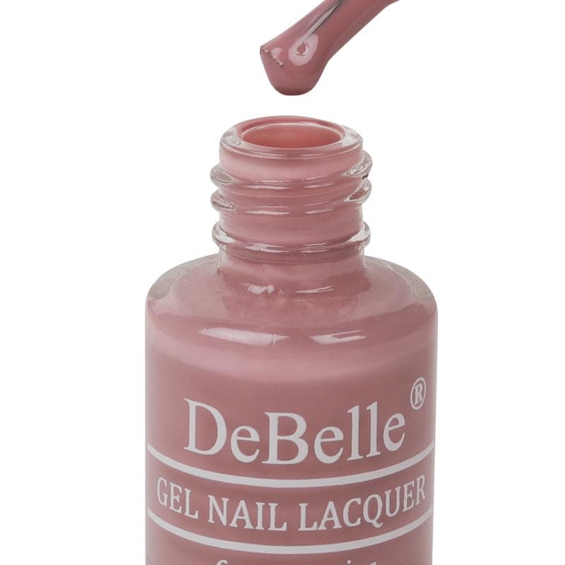 DeBelle Gel Nail Polish Blissful Elizabeth(Light Pink Mauve Nail Paint)|Non UV - Gel Finish |Chip Resistant | Seaweed Enriched Formula| Long Lasting|Cruelty and Toxic Free| 6ml