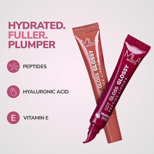 Mila Beauté Peptide Lip Gloss Balm I With SPF & Hyaluronic Acid I Plump & Fuller Lips I Hydrating & Shiny Lip Balm Non Sticky I Highly Pigmented I Soft & Nourished Lips - Chai Latte