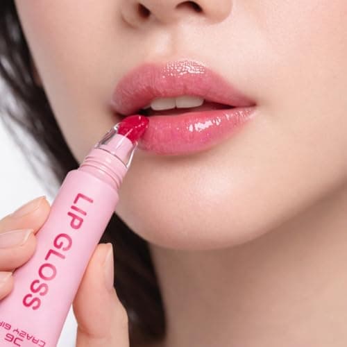 CRAZY GIRL Korean Crystal Glaze Moisturizing Lip Gloss | Kawaii Cute Tube | Strawberry, Honey & Jojoba Oil Infused | Hydrating Non-Sticky Glass Shine Lip Gloss for Girls & Women (Burnt Maroon + Pink Pop)