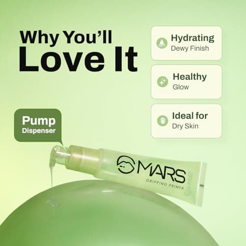 MARS Glow O' Clock Gel Primer for Face Makeup | Enriched with Green Tea Extracts | Dewy Primer | Long Lasting | Power Grip | Ideal for Dry Skin (30ml)