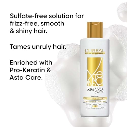 L'Oréal Professionnel Xtenso Care Sulfate-free* Shampoo | For all hair types | Gently cleanses, controls frizz and adds shine | With Keratin Repair and Asta-Care *without sulfate surfactants
