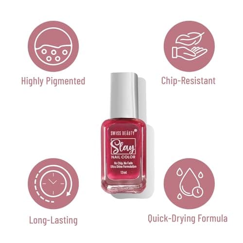 Swiss Beauty Slay Nail Color | Glossy Finish, Long Lasting Nail Paint| Chip resistant, Quick drying Nail Polish | Shade- Coffee Break, 13ml
