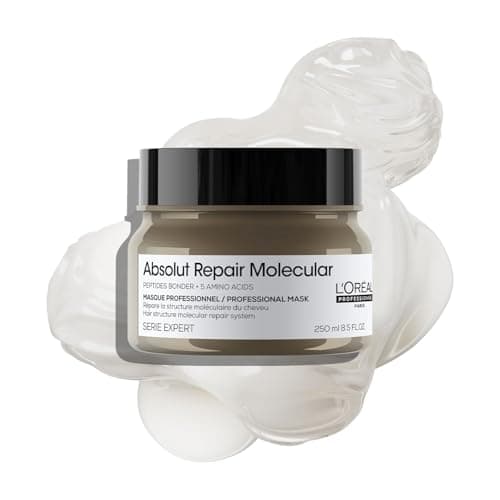 L'Oréal Professionnel Absolut Repair Molecular Deep Repairing Cream Mask for Damaged Hair - 250 ml | Repairs Very Damaged Hair and Restores Strength With 2% Peptides Bonder & 5 Amino Acids