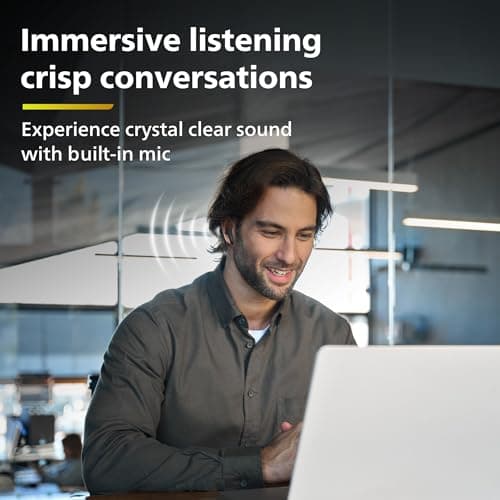 Philips TAT1269 Bluetooth Truly Wireless in Ear Earbuds with mic, 13mm Drivers, Bluetooth 5.4, 40H Playtime, IPX5, Fast Charging, Touch Controls, Voice Assistant, Mono Mode, LED Indicator (Deep Black)