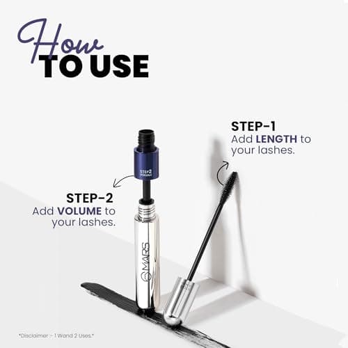 MARS Double Trouble Volumizing and Lengthening Mascara | 2-in-1 Mascara for Women | Long Lasting (15 ml) (Black)