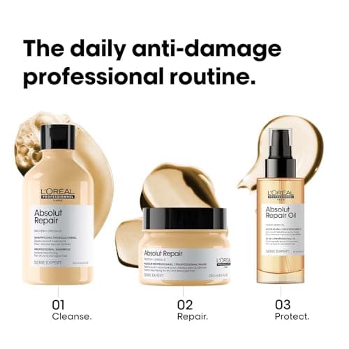 L'Oreal Professionnel Absolut Repair 10-in-1 Multi-Benefit Hair Serum for Dry Frizzy Hair - 90ml | L'Oreal Serum for dry and damaged hair| Provides softness and shine | With Wheat Protein