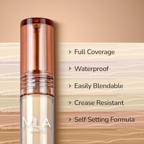 Mila Beauté Built to Cover Liquid Concealer for Women With Spf & Hyaluronic Acid| Full Coverage Matte Finish Concealer for Dark Circles | Easily Blendable & Waterproof Formula| Suitable for Indian Skin Tones - 101P Light Ivory