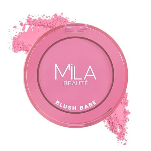 MILA BEAUTÉ Blush Babe Powder Blush | Matte Finish Long-Lasting Pigment | Easy to Blend | Non-Drying With Rosehip Oil, Jojoba Oil and Vitamin E | Shade - (Candy Pink 5g)