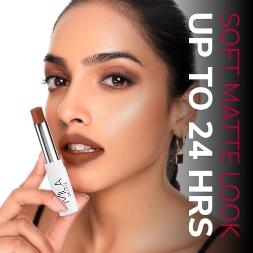 Mila Beauté 24 Hrs Locked In Lips Transfer Proof Lipstick | Enriched With Mango Seed Butter & Hyaluronic Acid | Transfer Proof Formula with Velvety Texture | Smudge Proof & Highly Pigmented | Shade - (Nude Brown, 3.2 g)