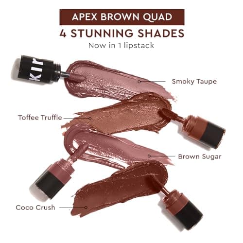 Kiro Four Play Non-Stop Airy Matte Liquid Lip Stack – Apex Brown, 6ml | 4 Brown Lipstick Shades | Long-lasting, Transfer-proof, Hydrating, Lightweight | Infused with Avocado & Apricot Oils