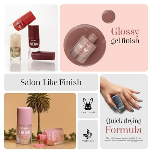 MARS EURO Nail Lacquer | Glossy Gel Finish | Rich Pigmentation | Chip Free | Quick Drying Formula | Long Lasting Nail Polish for Women (3 * 6.0 ml) (SET-03)
